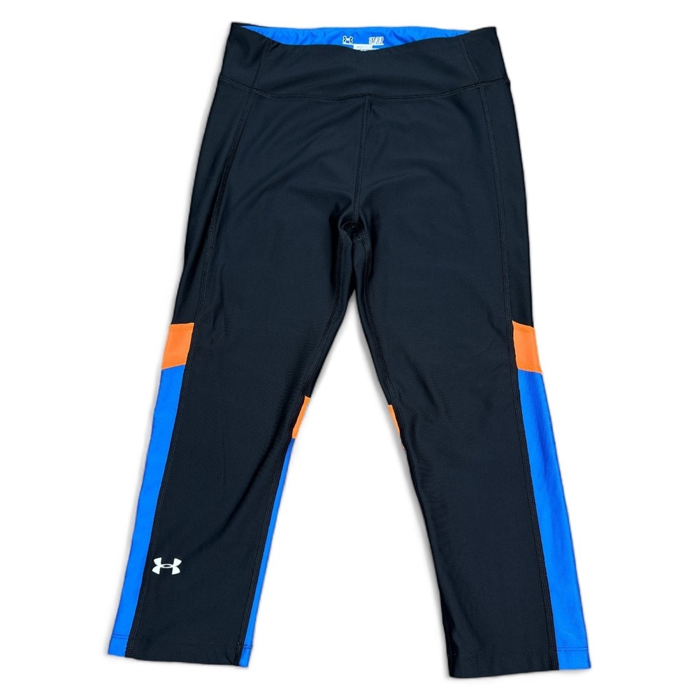 Under Armour Cropped Compression Pants Womens‎ Size Small Black Blue Orange